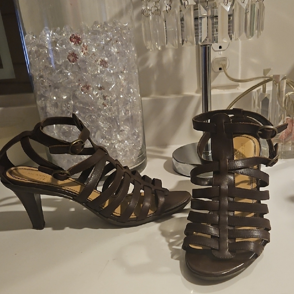 Anne Klein Flex Brown Strappy Heels
